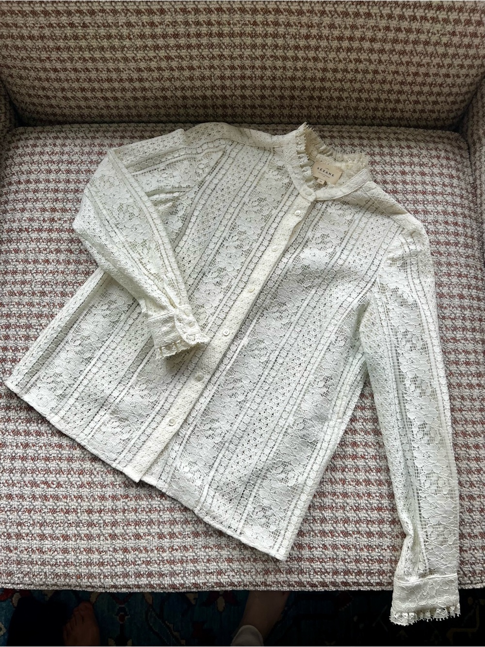 Sezane Cuzco White Lace Blouse